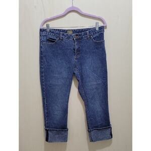 Caslon Indigo Mid Rise Cropped Jeans with Rolled Cuff Hem, Womens Size 8